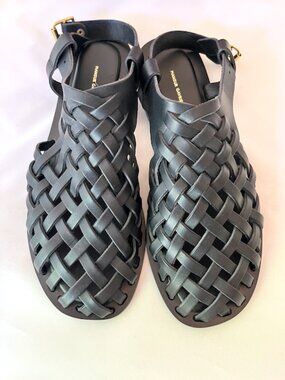 Mansur Gavriel Woven Leather Sandals Black IT 39 / US 9 New Unworn